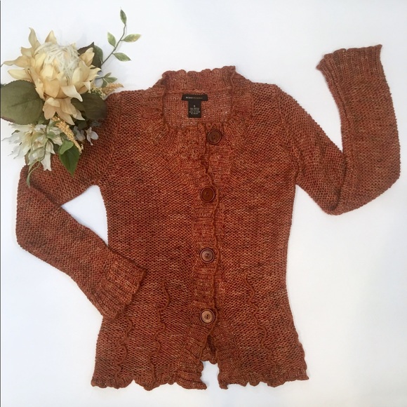 BCBGMaxAzria Sweaters - BCBGMaxAzria Cozy Cardigan Sweater Rust Tweed S